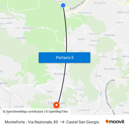 Monteforte - Via Nazionale, 80 to Castel San Giorgio map