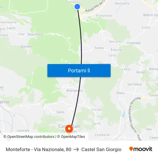Monteforte - Via Nazionale, 80 to Castel San Giorgio map