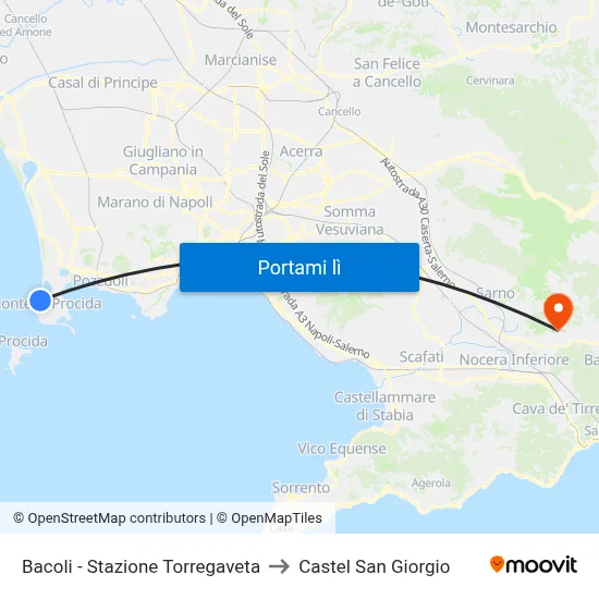 Bacoli - Stazione Torregaveta to Castel San Giorgio map