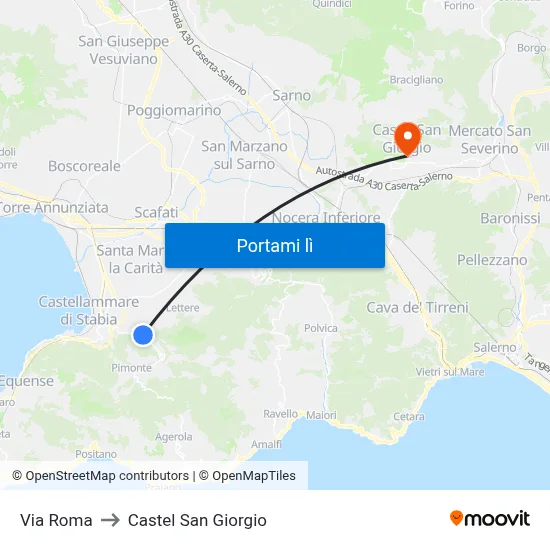 Via Roma to Castel San Giorgio map