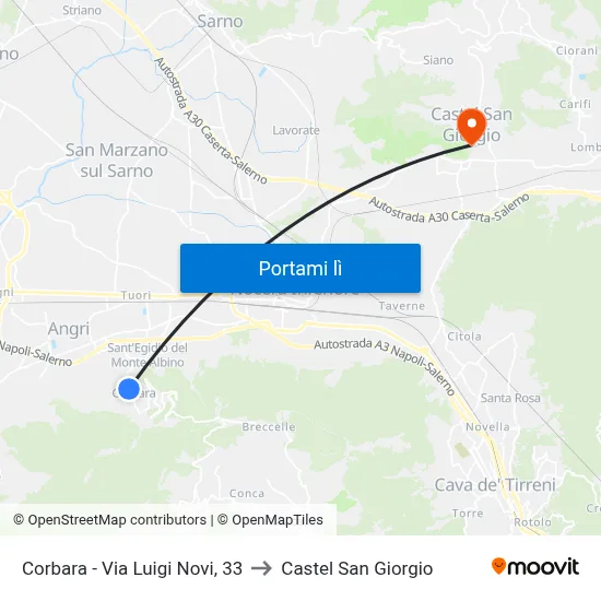 Corbara - Via Luigi Novi, 33 to Castel San Giorgio map