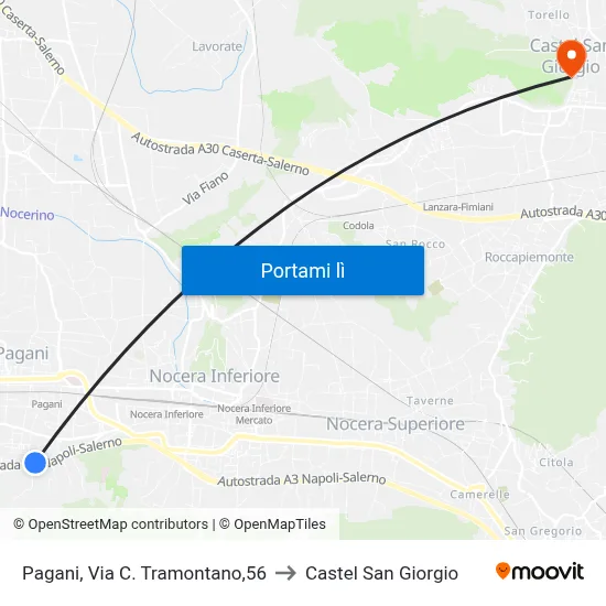 Pagani, Via C. Tramontano,56 to Castel San Giorgio map