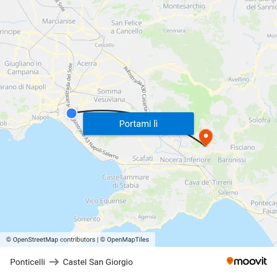 Ponticelli to Castel San Giorgio map