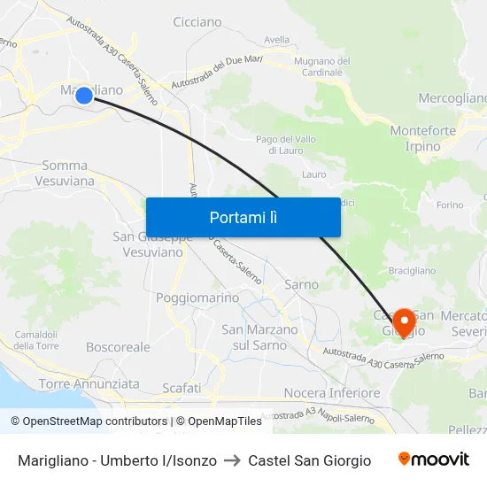 Marigliano - Umberto I/Isonzo to Castel San Giorgio map