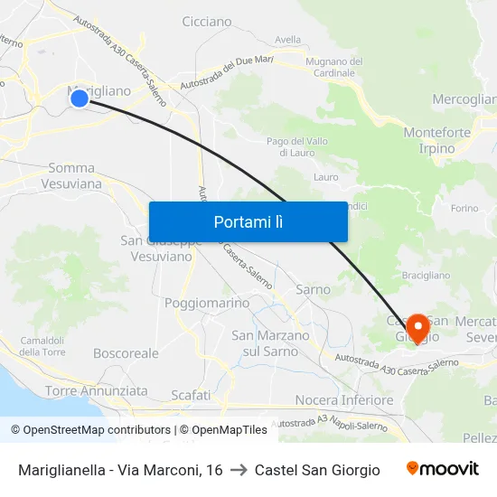 Mariglianella - Via Marconi, 16 to Castel San Giorgio map