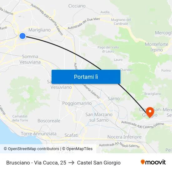 Brusciano - Via Cucca, 25 to Castel San Giorgio map