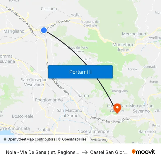 Nola - Via De Sena (Ist. Ragioneria) to Castel San Giorgio map