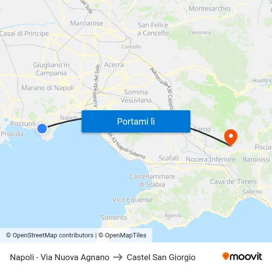 Napoli - Via Nuova Agnano to Castel San Giorgio map
