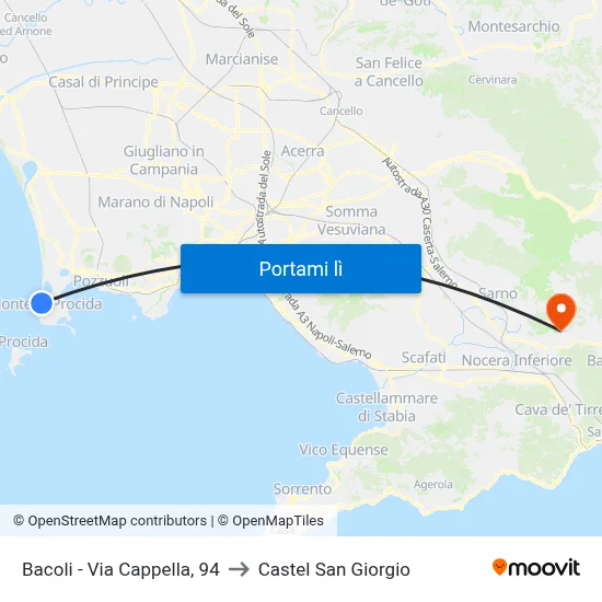 Bacoli - Via Cappella, 94 to Castel San Giorgio map