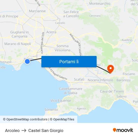 Arcoleo to Castel San Giorgio map