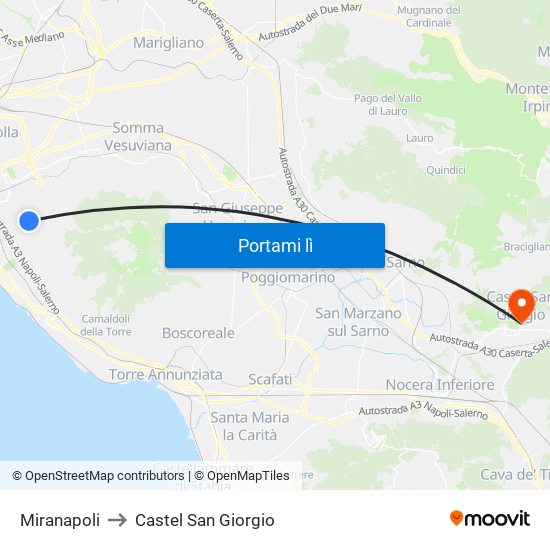 Miranapoli to Castel San Giorgio map