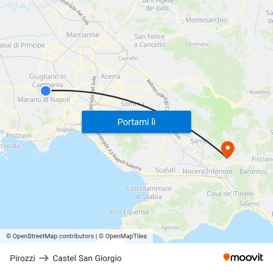 Pirozzi to Castel San Giorgio map
