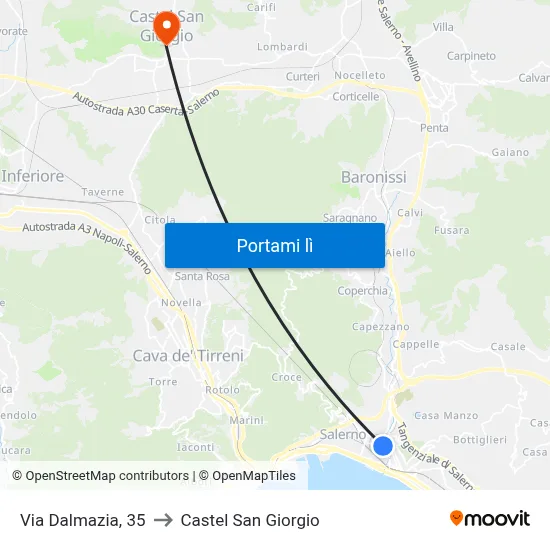 Via Dalmazia, 35 to Castel San Giorgio map