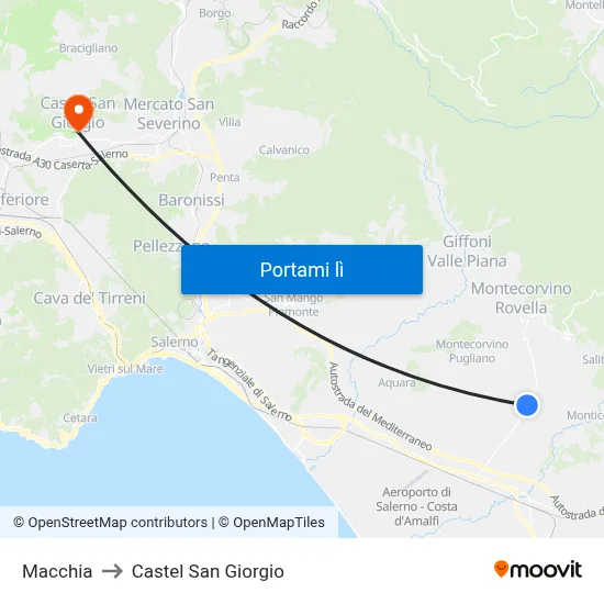 Macchia to Castel San Giorgio map