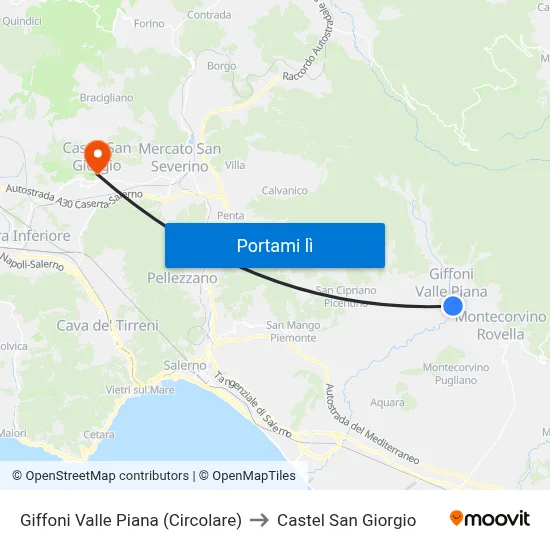 Giffoni Valle Piana (Circolare) to Castel San Giorgio map