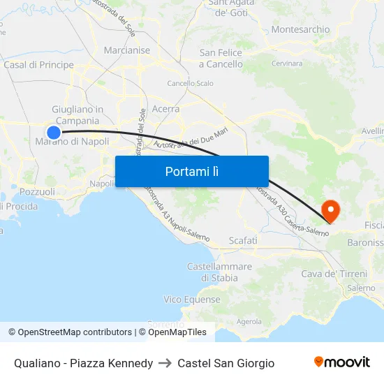 Qualiano - Piazza Kennedy to Castel San Giorgio map