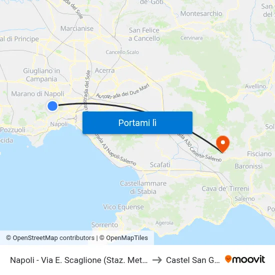 Napoli - Via E. Scaglione (Staz. Metrò Frullone) to Castel San Giorgio map