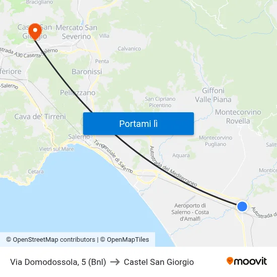 Via Domodossola, 5 (Bnl) to Castel San Giorgio map