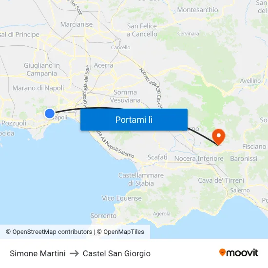 Simone Martini to Castel San Giorgio map