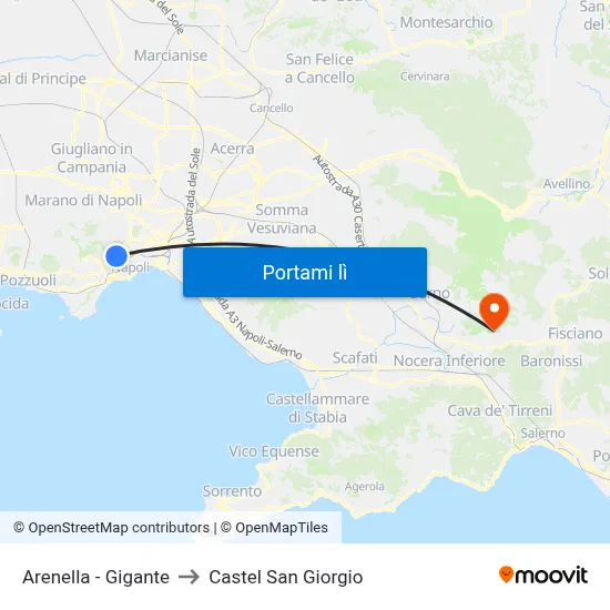 Arenella - Gigante to Castel San Giorgio map