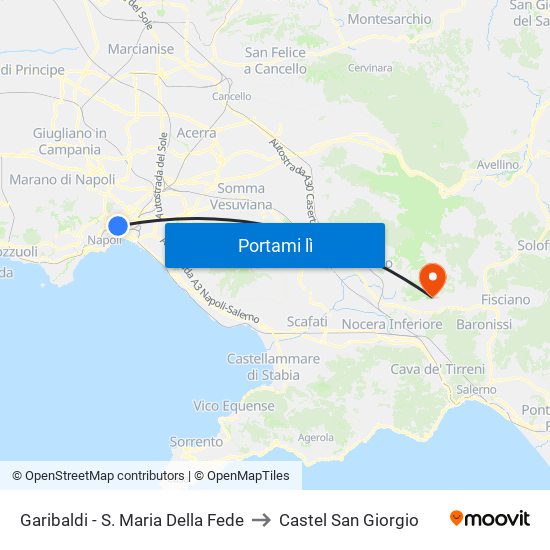 Garibaldi - S. Maria Della Fede to Castel San Giorgio map