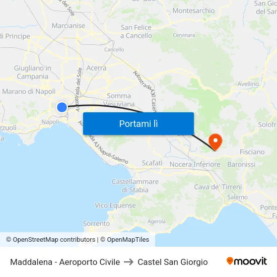 Maddalena - Aeroporto Civile to Castel San Giorgio map