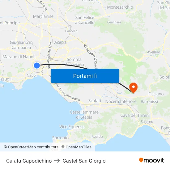 Calata Capodichino to Castel San Giorgio map