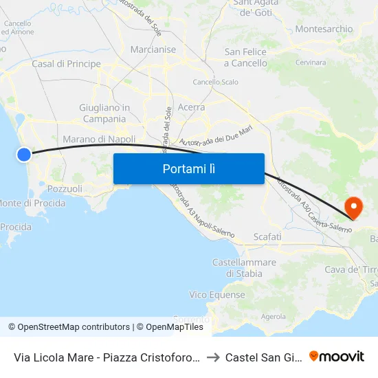 Via Licola Mare - Piazza Cristoforo Colombo to Castel San Giorgio map
