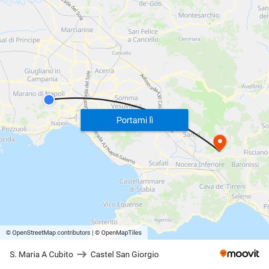 S. Maria A Cubito to Castel San Giorgio map