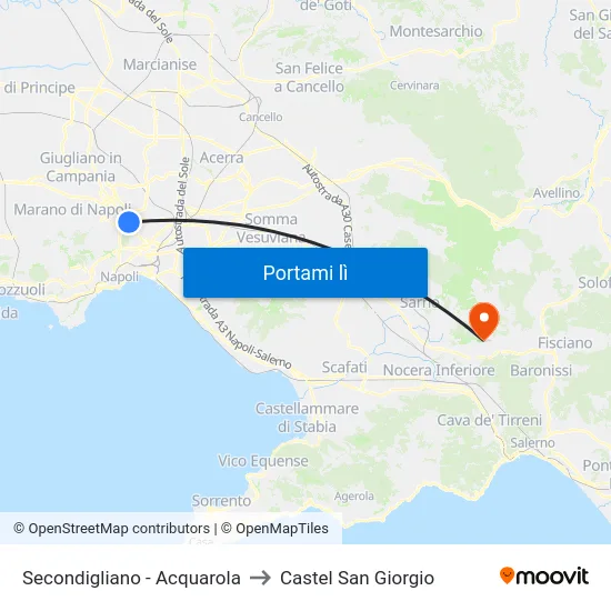 Secondigliano - Acquarola to Castel San Giorgio map
