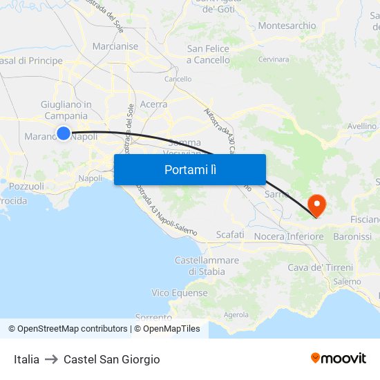 Italia to Castel San Giorgio map