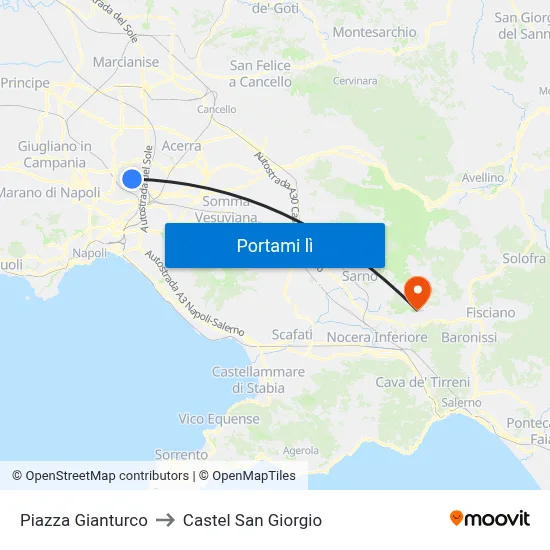 Piazza Gianturco to Castel San Giorgio map
