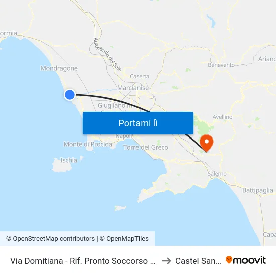 Via Domitiana - Rif. Pronto Soccorso Clinica Pineta Grande to Castel San Giorgio map