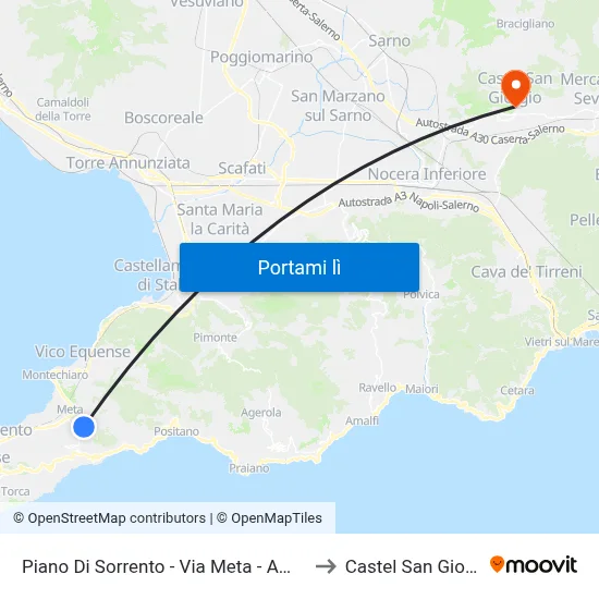 Piano Di Sorrento - Via Meta - Amalfi, 4 to Castel San Giorgio map