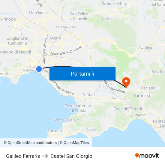 Galileo Ferraris to Castel San Giorgio map