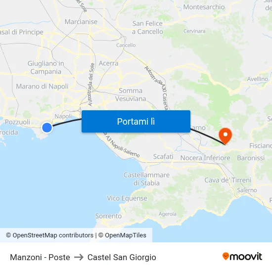 Manzoni - Poste to Castel San Giorgio map