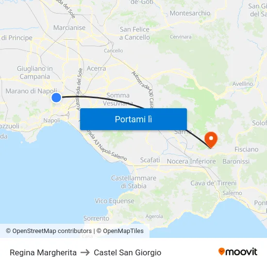 Regina Margherita to Castel San Giorgio map