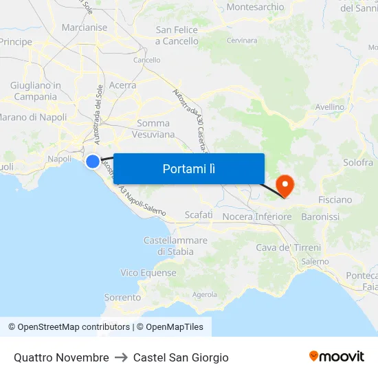 Quattro Novembre to Castel San Giorgio map