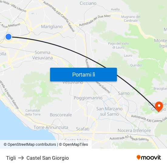 Tigli to Castel San Giorgio map