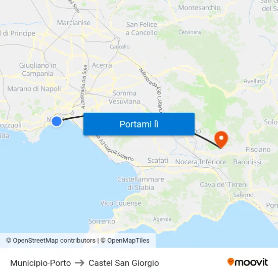 Municipio-Porto to Castel San Giorgio map