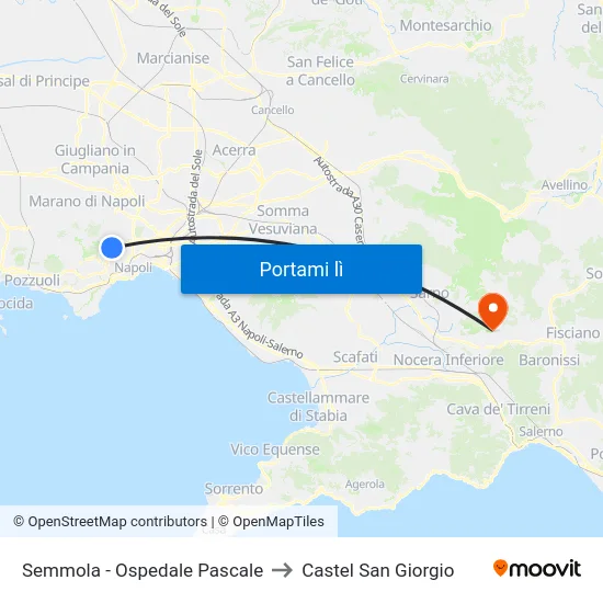 Semmola - Ospedale Pascale to Castel San Giorgio map