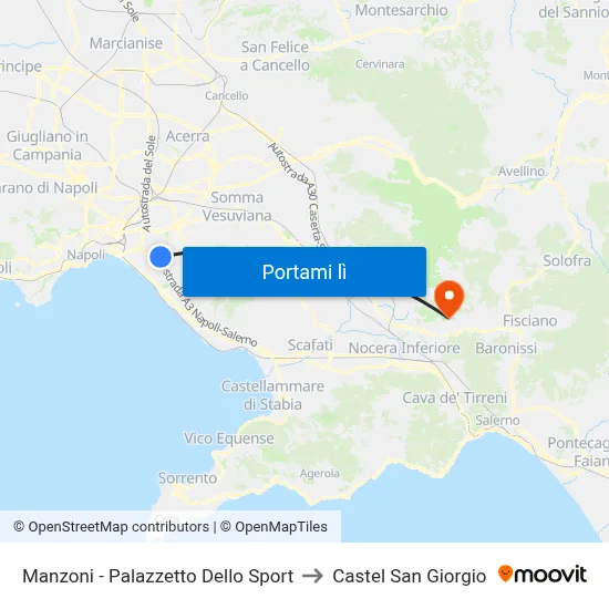 Manzoni - Palazzetto Dello Sport to Castel San Giorgio map