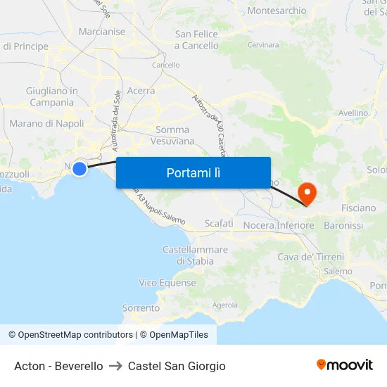 Acton - Beverello to Castel San Giorgio map