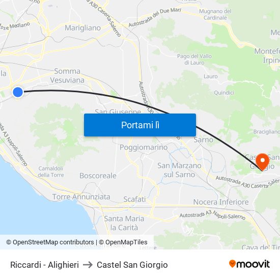Riccardi - Alighieri to Castel San Giorgio map