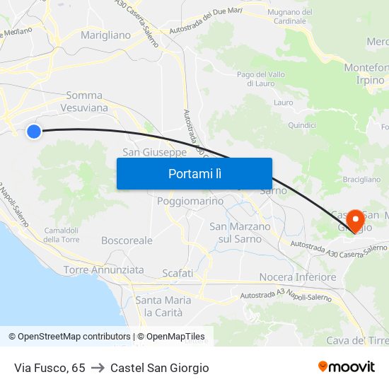 Via Fusco, 65 to Castel San Giorgio map