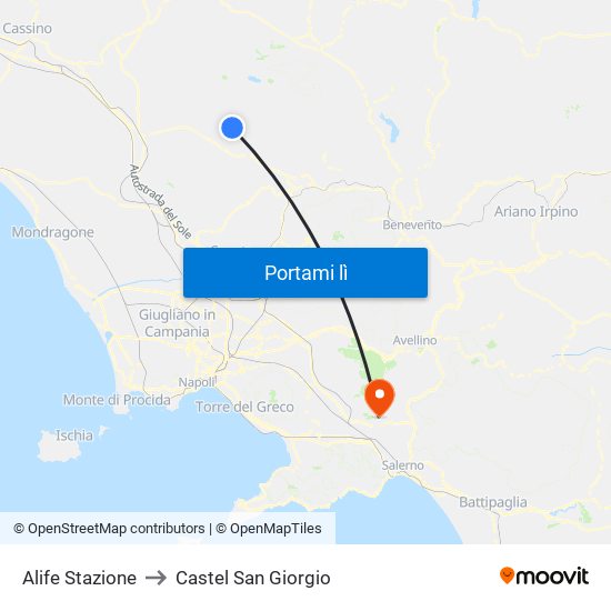 Alife Stazione to Castel San Giorgio map