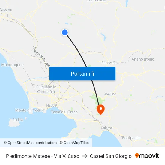 Piedimonte Matese - Via V. Caso to Castel San Giorgio map