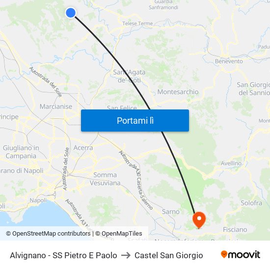 Alvignano - SS Pietro E Paolo to Castel San Giorgio map