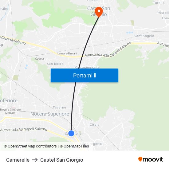 Camerelle to Castel San Giorgio map