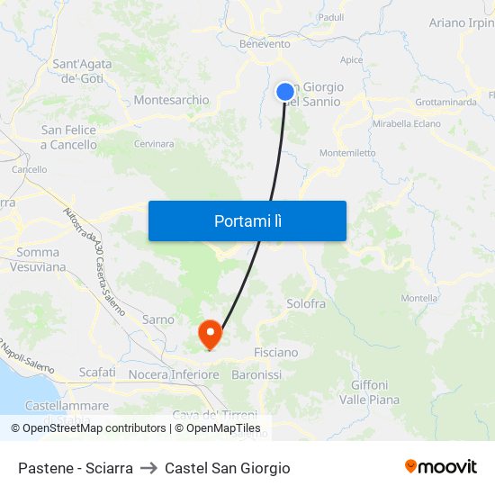 Pastene - Sciarra to Castel San Giorgio map